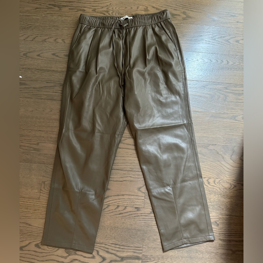 Zara leather drawstring pants